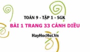 Bài 1 trang 33 Toán 9 tập 1 Cánh Diều